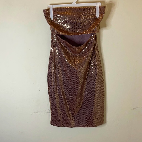 Dresses & Skirts - NWT Rose Gold Sequins Open Front Mini Dress
